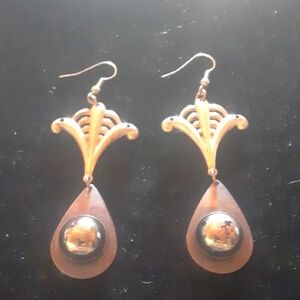 Elegant Bronze and Silver Tone Drop Earrings
